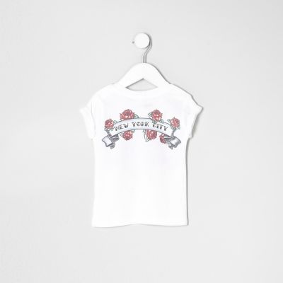 Mini girls white &#39;heartbreaker&#39; print T-shirt